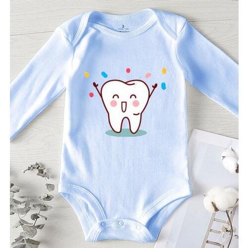 Newborn Baby Boy Clothes Infant Outfit Cotton Toddler Romper Kids' Things Tooth Printed 0-24 Months Children Jumpsuits