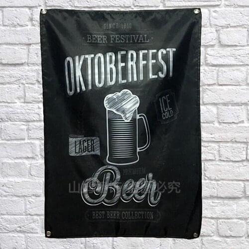 OKTOBERFEST Wine Beer Poster Scrolls Bar Cafes Indoor Home Decor Banners Hanging Art Waterproof Cloth Wall Painting