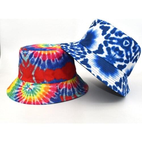 Tie Dye Bucket Hats 2021 Women Fashion Bucket Colorful Sun Hat Cap Accessories Fishing Hats