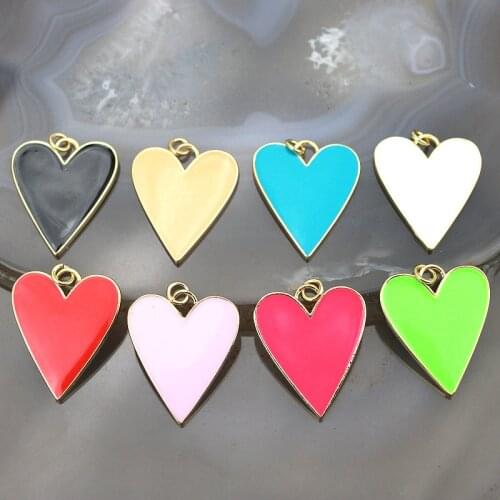 20*25mm 20pcs/lot Popular enamel pendant,plated colorful heart shape enamel charm jewelry,bracelet/necklace component wholesale