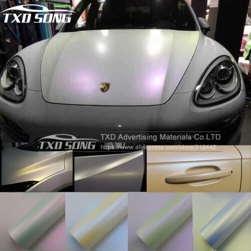 Strong strechable white chameleon matte sticker white to purple with air free bubbles 1.52*20m/ROLL by free shipping