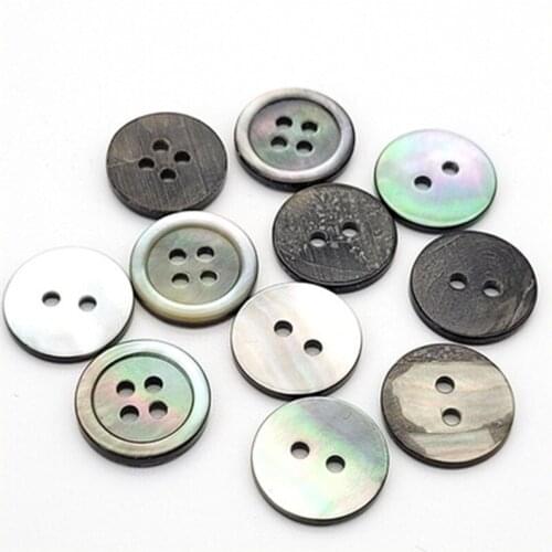 1000Pcs 10~15MM Black Mother Pearl Natural Shell Button For Clothing Sewing Black Iridescent Accessory DIY Crafts Garment