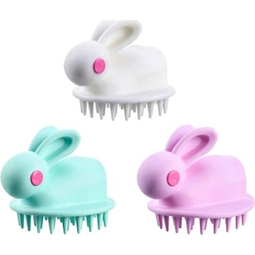 Cute Rabbit Handheld Scalp Shampoo Massage Brush Washing Shower Hair Massager Clean Brush Bath Shower Hair Cleaning Comb