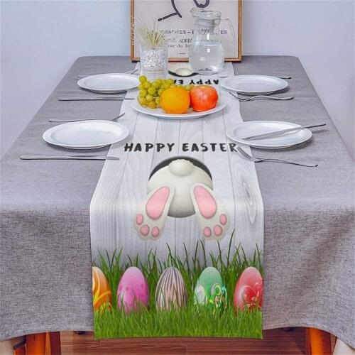 Bunny Eggs Table Runners Easter Decor For Home Rabbit Print Table Cloth Table Pad Mat Easter Wedding Kitchen Supplies New #BL1