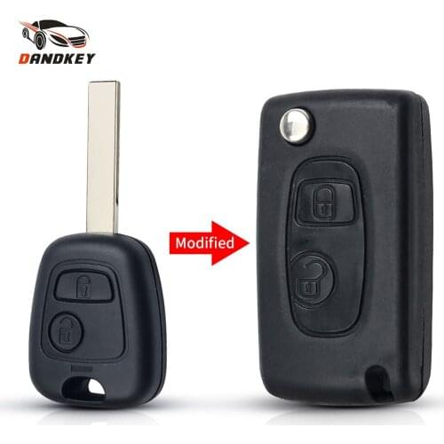 Dandkey Modified Folding Key Shell Case For Citroen C1 C2 C3 Xsara For Peugeot 106 107 207 307 407 206 306 Uncut Blade 2 Buttons