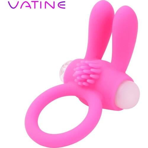 VATINE Delay Ejaculation Powerful Sex toys for penis Adults products Silicone Rabbit Vibrating Mens cock ring Cockring vibrator