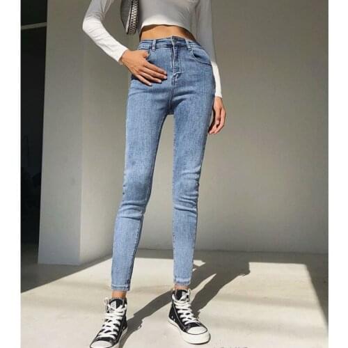 Hip-lifting jeans women autumn 2021 new slim high waist tight-fitting all-match nine-point trousers womens trousers A644