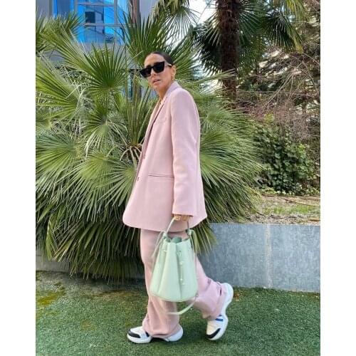 New Women 2 Piece Set Suit Oversized Blazer And Wide-Leg Trousers Elegant Fashion Chic Daily Casual Lady Custom Made Jacket
