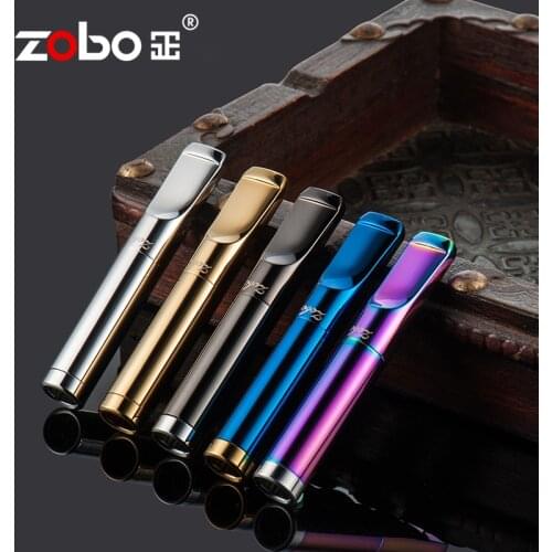 ZOBO Reusable Metal Luxury Smoking Filter Pipe Tobacco Cigarettes Reduce Tar Cleaning Holder Smoking Accessories Gift Box
