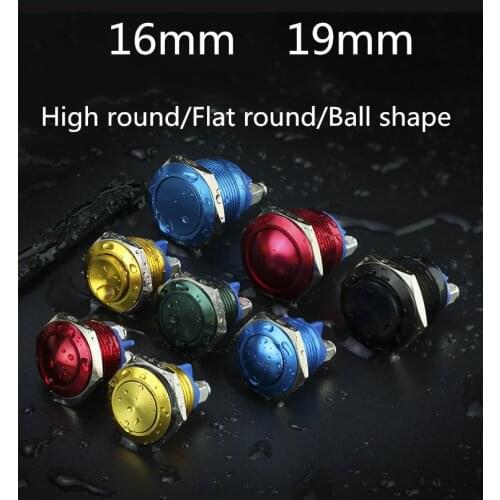 16mm 19mm Waterproof Momentary self-reset Metal Oxidation Push Button Switch Multi Colors Reset Car Engine PC Power Button