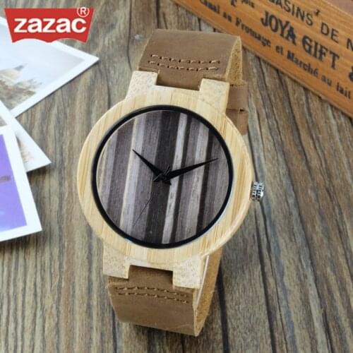 2017 Top brand Mens Women Bamboo Wooden Bamboo Watch Quartz Genuine Leather Strap Men Wood Watches