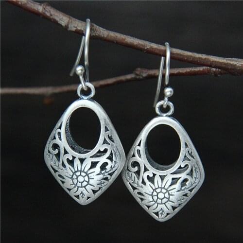2018 Time-limited Earings Fashion Jewelry Hollow Out Sunflower Earrings Thai Restoring Ancient Ways S925 Leaves Female Products