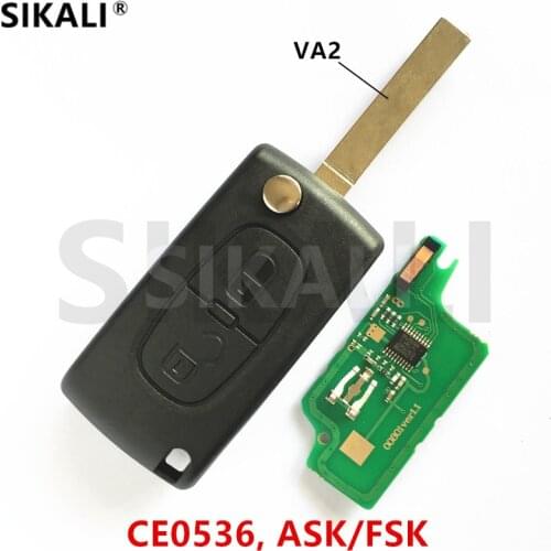 2BT CE0536 VA2) Remote Key for 207 208 307 308 408 Vehicle Car Auto Remote Control ASK/FSK Signal for Peugeot