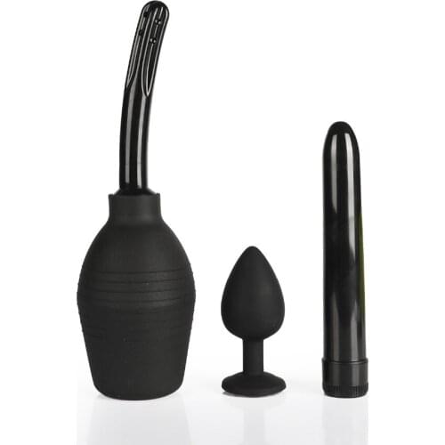 3pcs/Set Women Silicone Big Dildo Anal Plug Massage Anal Cleaning Enema Vagina Cleaner Butt Plug Bullet Vibrator Adult Sex Toys