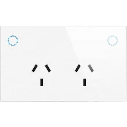Australia Smart Dual Wall Socket With Glass Panel Type Alexa Smart Life Smart AU Socket 2 Pin Electric Plug