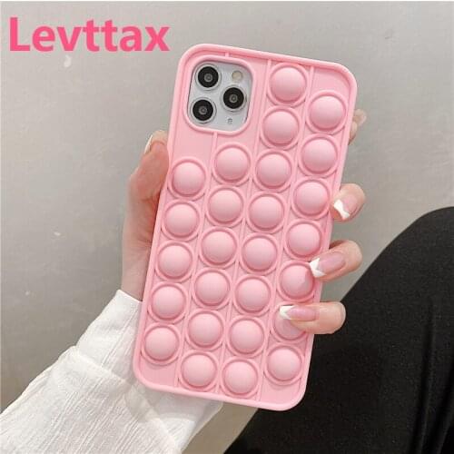 3D Pink Fidget Toys Push Bubble Case for Iphone 12 MINI 11pro max Relive Stress Soft Cover For iphone 6 7 8 Plus X XR XS SE20