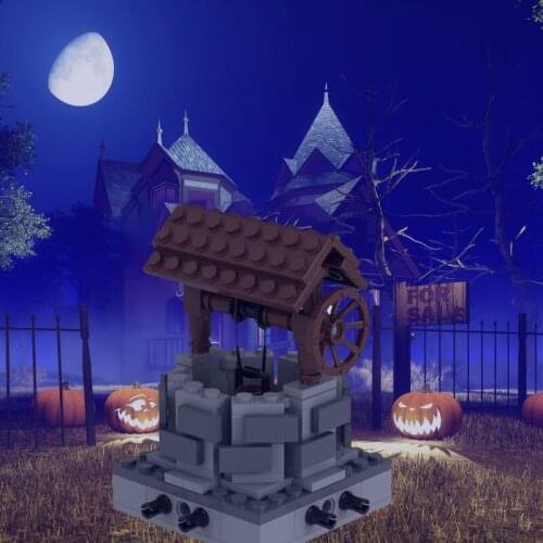 Spot MOC-33504 Rural Retro Water Well Street View Water Drawing Module Building Block Toys for children Gift