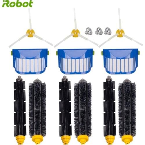 For iRobot Roomba 600 620 630 650 660 Vacuum Cleaner Accessories Flexible Beater Brush 3-Armed Side Brush Aero Vac Filters Kits