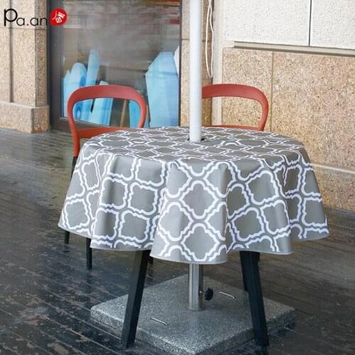 Home Patio Outdoor Oxford Table Cloth Rainproof and Oil-proof with Umbrella Hole Zipper Tablecloth Simple Christmas Table Cover