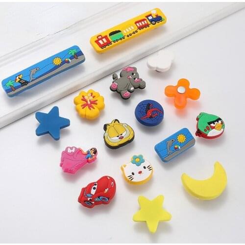 Childrens Room Door Handle Wardrobe Cabinet Drawer Cute Cartoon Handle Soft Plastic Dressing Table Cabinet Furniture Handles