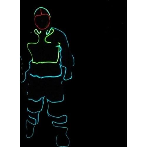 Hot Sale Led lights Robot ELWire Dance Costume Ballroom Cold Light Clothing Wear For Stage Show,Club, Bar,DJ, DHL Free Shipping