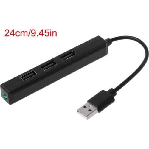 USB 2.0 3 Ports Hub With 3.5mm Sound Card Audio Output for PC Laptop Windows