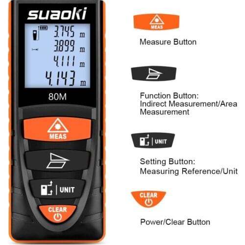 Laser Meter Distance D8 80M Laser Measure Instrument Portable Laser Tape Measure Tool Height Laser Rangefinder