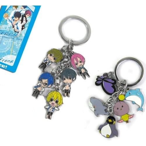 Hot Selling Japanese Anime FREE! Cute Keychains for Men Women Shark Butterfly Penguin Accessories Key Ring Wholesale