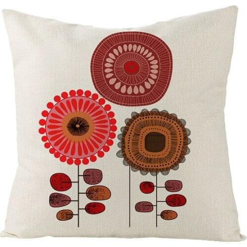 Casual Flax Embrace Linen Pillow Case Cushion Cover Flower Print Sofa Back Cushion Automobile Pillow Case Decorative Pillows