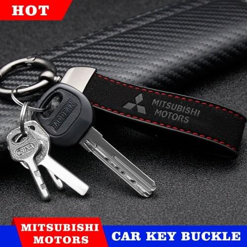 2PC Fashion Metal Car Leather Upturned Fur Keychain Shape Keychain Key Ring For Mitsubishi Outlander Lancer Asx Car Accessories