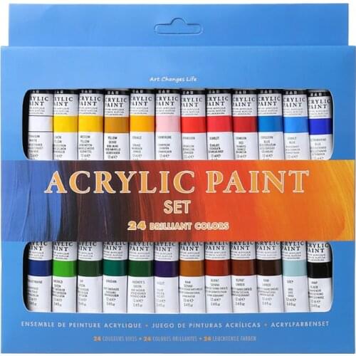 24 Colors Acrylic Paints Set 12ml Tubes Drawing Painting Pigment Hand-painted Wall Paint For Artist DIY
