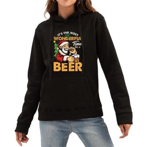 New Style Christmas Women Hoody Kawaii Santa Claus Wonderful Beer Graphic Clothes Cute Cartoon Printed Harajuku Pullovers Female