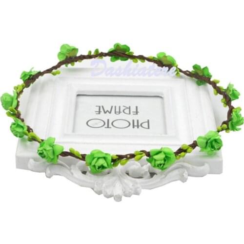 Green Flower Headband Simple Woodland Wedding Bridesmaid Head Wreath Mini Paper Plum Hippie Hairband Fairy Garden Supplies