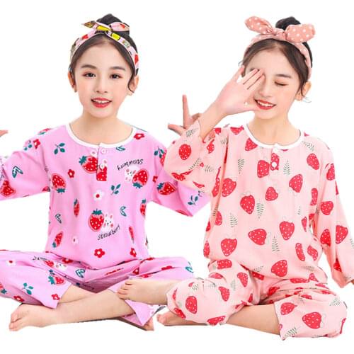 Girls Pajamas Set Summer Homewear Teenage Sleepwear Cute Thin Pijamas Boys Pyjamas For Kids Childrens Day Gift Baby Night Suits