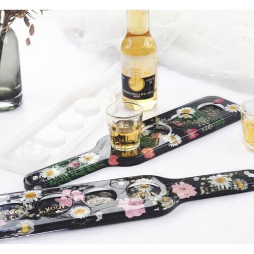 DIY Crystal Epoxy Resin Mold Wine Glass Tray Wine Beer Rack Silicone For Resin Mirror Mold V2B1