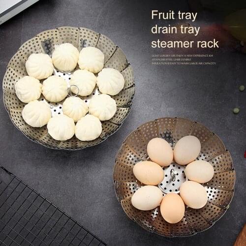 Foldable Egg Steamer Kitchen Stainless Steel Steamer Cookware Plate Fruit Food Basket Mesh Rack Utensils for Cooking Steam