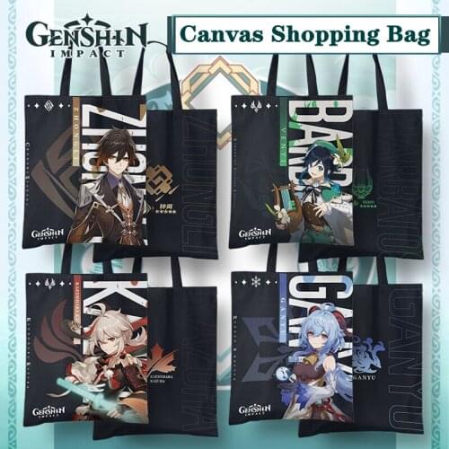 Game Genshin Impact Cosplay Shopping Bag Klee Zhongli Venti Xiao Hutao Ganyu Kazuha Ayaka Backpack Halloween Anime Accessories