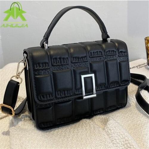 Solid Color Geometric Pattern Handbags High Quality Shoulder Bags Women Casual Messenger Bags 2021 Fashion Luxury Crossbody Bags