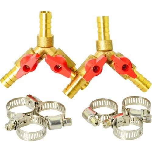 2 PCS 3-Way Globe Valve, 3/8Inch Hose Barb, 2-Switch Brass Y-Shaped Valve, Y-Shaped Pagoda Needle Valve(10Mm)