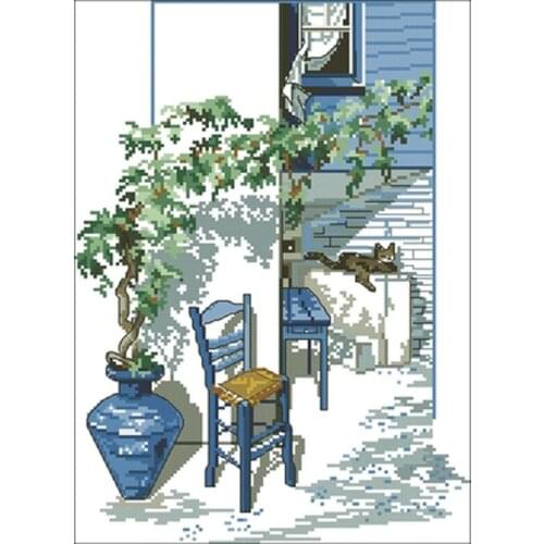 Blue yard patterns Counted Cross Stitch 11CT 14CT 18CT DIY Chinese Cross Stitch Kits Embroidery Needlework Sets