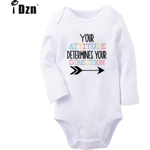 Your Attitude Determines Your Direction Design Newborn Baby Boys Girls Outfits Jumpsuit Infant Bodysuit Clothes 100% Cotton Sets