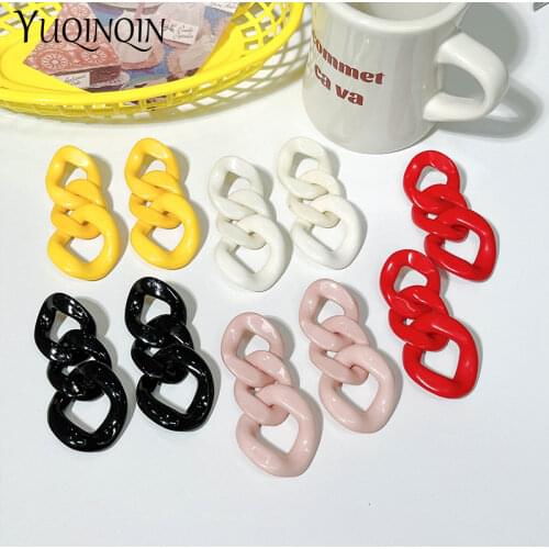 Vintage Fashion Resin Earrings for Women Big Long Geometric Chain Acrylic Drop Earring for Girls Party Gifts Simple Jewelry