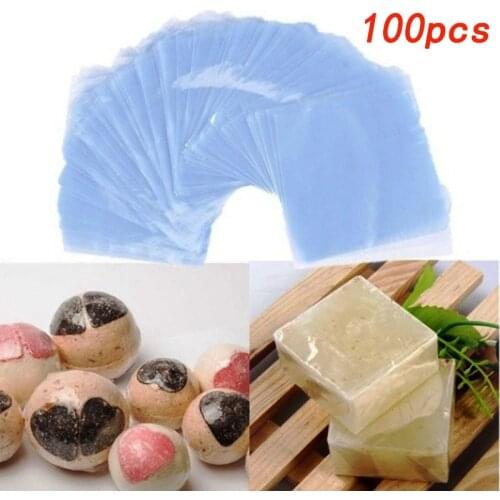 100 pcs PVC heat shrink film bag blower heat seal flat mouth blue transparent plastic bag heat shrink home storage collection