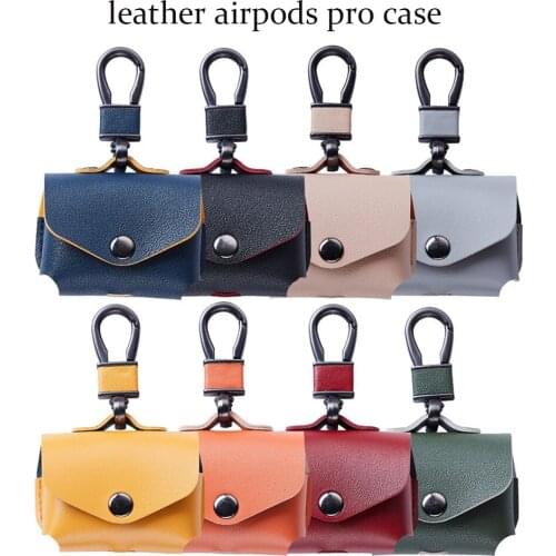 High Quality Leather Wireless Bluetooth Earphone Protective Cover For Airpods Pro Case Simple Anti-lost Earphone Buckle Cover