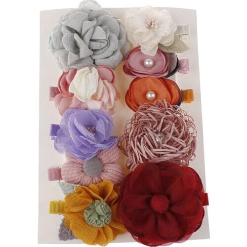 10pcs Kids Girls Handmade Flowers Hairpin Child Hair clips Baby Barrette Headwear