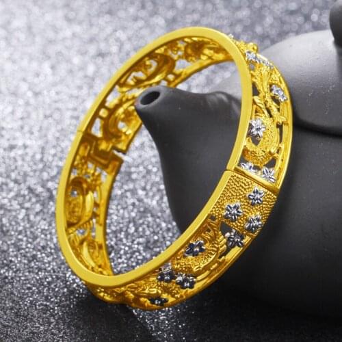 Animal Birds Patterned Womens Bangle Bracelet Yellow Gold Filled Unique Style Wedding Party Jewelry Gift