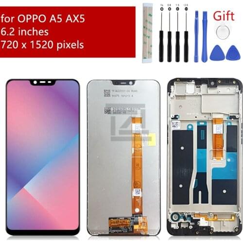 For OPPO A5 lcd AX5 Display touch screen digitizer assembly with frame lcd panel for OPPO a5 screen replacement repair parts