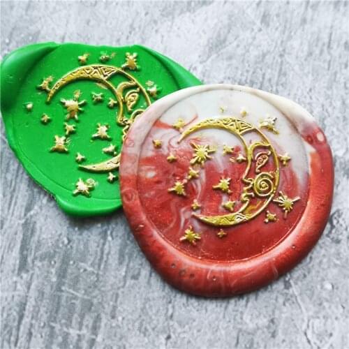 Star Moon Moonlight wax seal stamp Retro Wood Stamp Sealing Wax Seal Stamp Wedding Decorative sealing Stamp wax seals