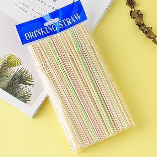 100pcs/pack Plastic Juice Milk Drink Straws Multi-Colored Striped Bendable Disposable Straws Party Multi Colored Rainbow Straw