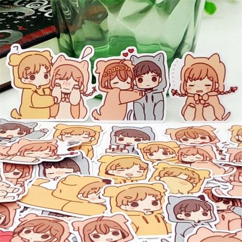 40 pcs Mixed Cartoon cat girl Waterproof laptap stickers for Home decor on laptop decal fridge skateboard doodle toy sticker
